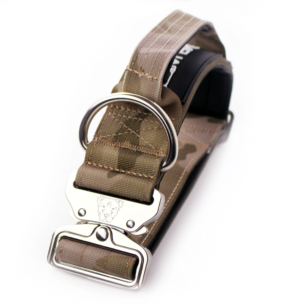 2" Tacti Luxe Dog Collar - White Gold - Desert Camo