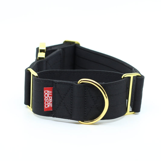 2" Luxe Martingale Dog Collar - Gold Noir