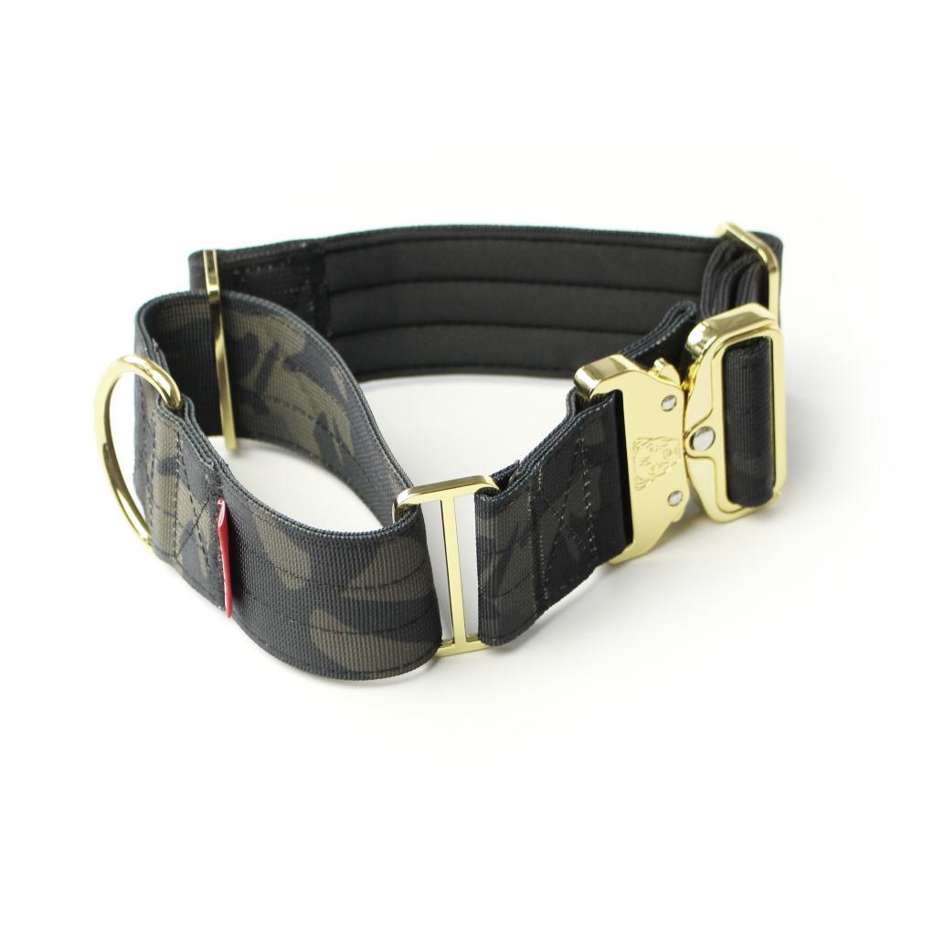2" Luxe Martingale Dog Collar - Gold Camo